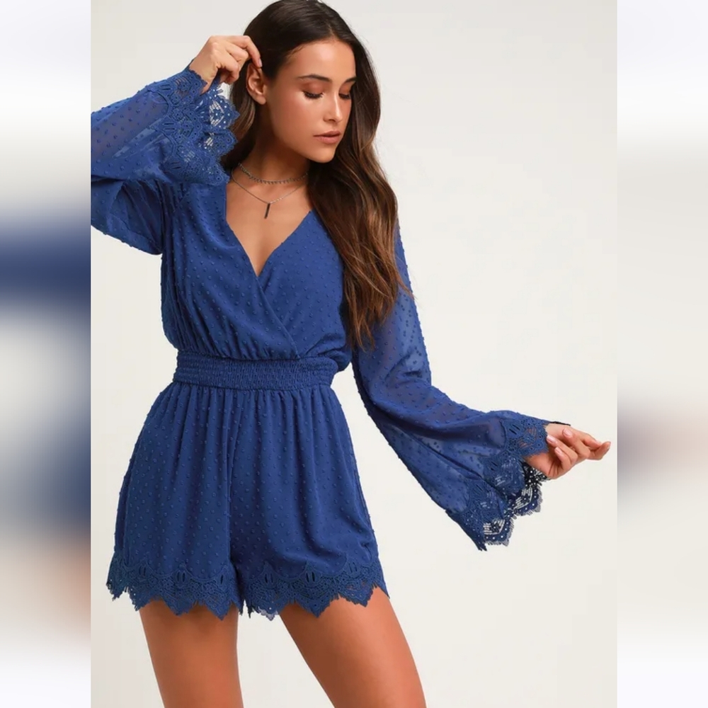 Lulus Meadowlake Romper Blue